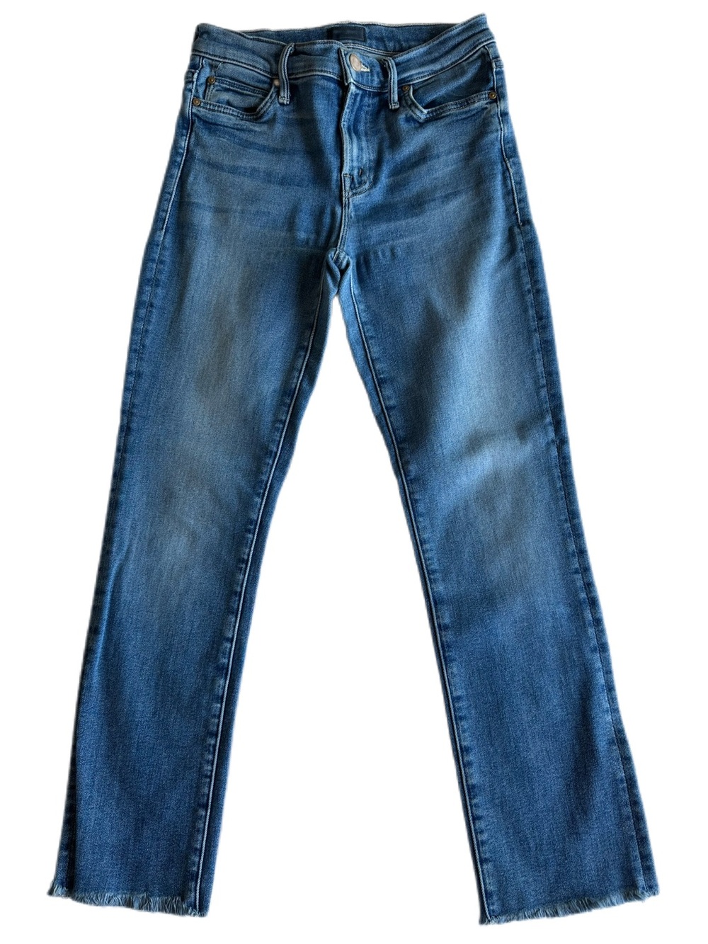 MOTHER The Rascal Crop Fray Hop On Hop Off Straight Leg Jeans Size 25